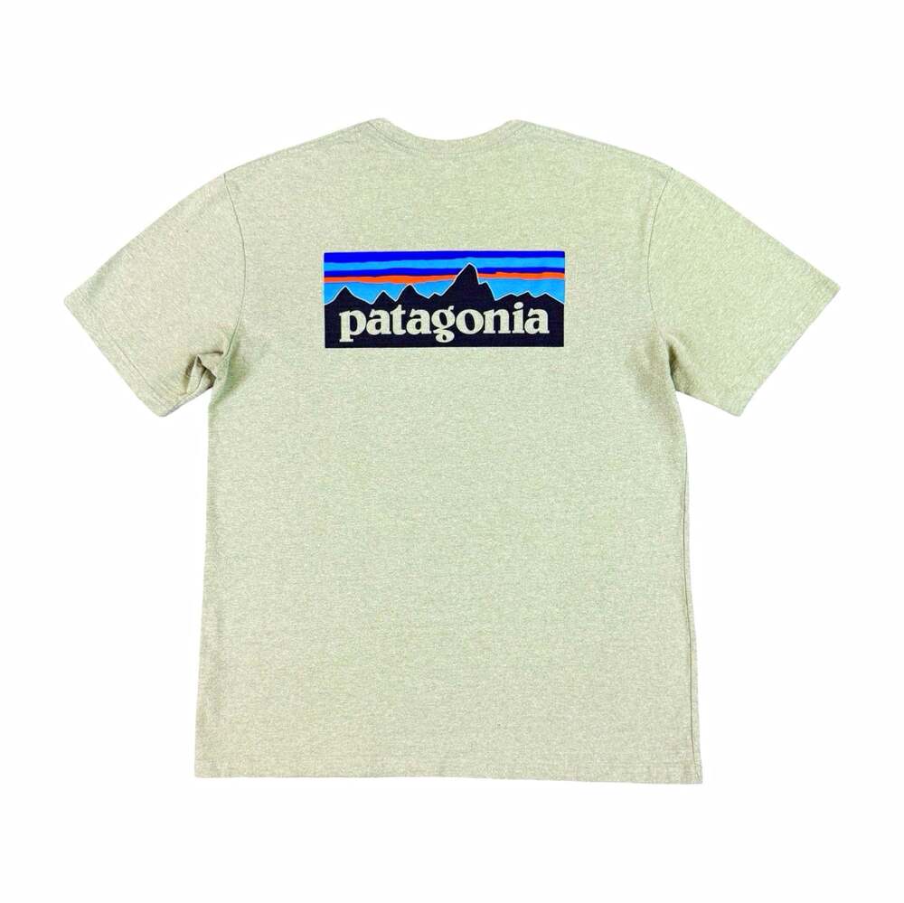 Patagonia Responsibili-Tee Graphic Logo T Shirt Green Short Sleeve Crew Size L
